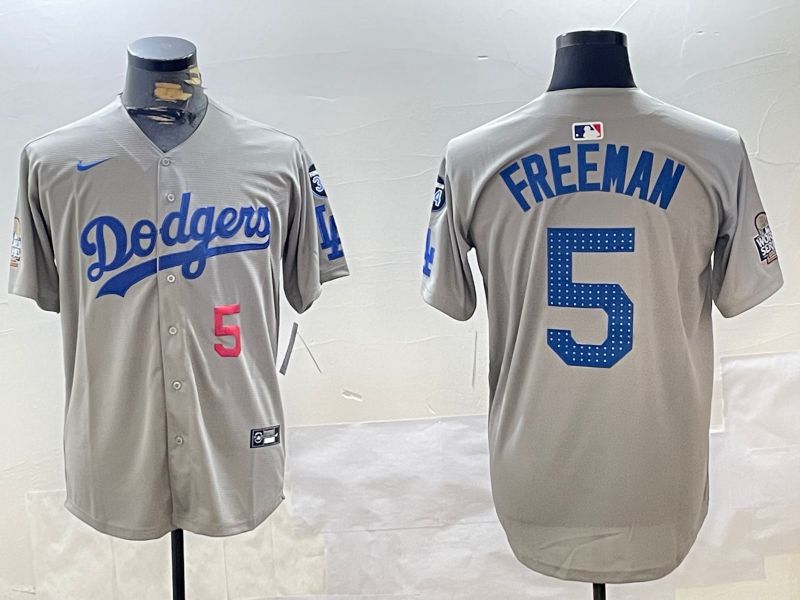 Men Los Angeles Dodgers #5 Freeman Grey Game 2024 Nike MLB Jersey style 11208
